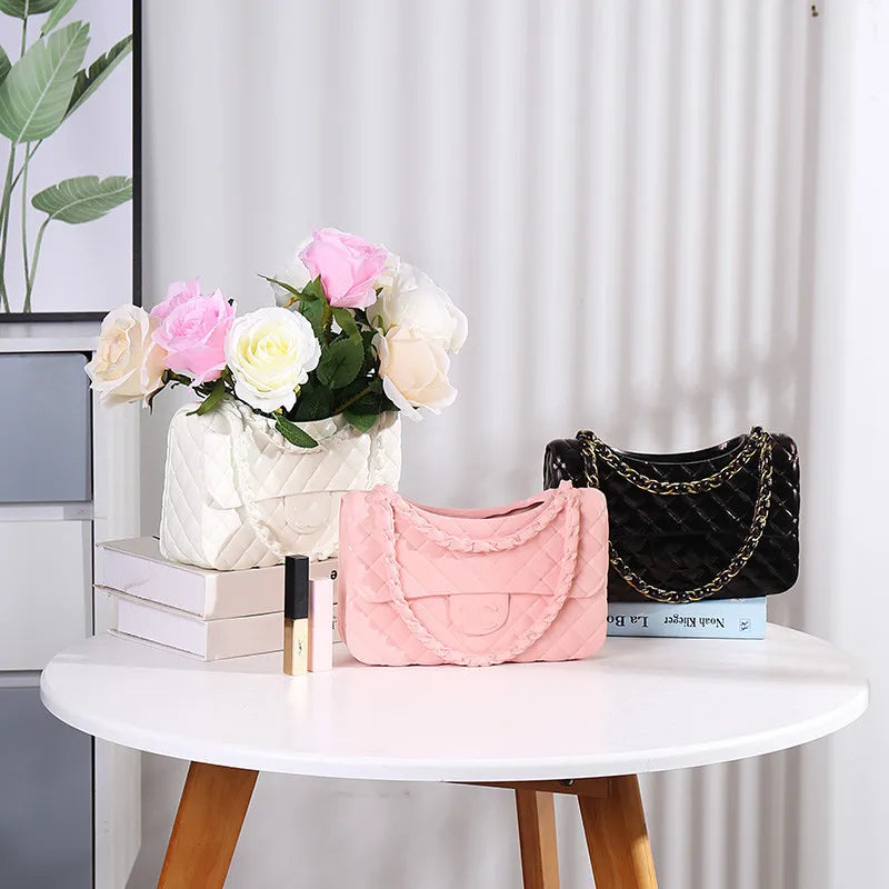 Luxury Lola Handbag Flower Vase (White)