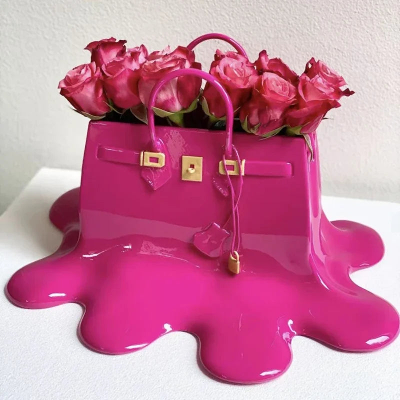Melting Luxury Handbag Flowers Vase (Black)