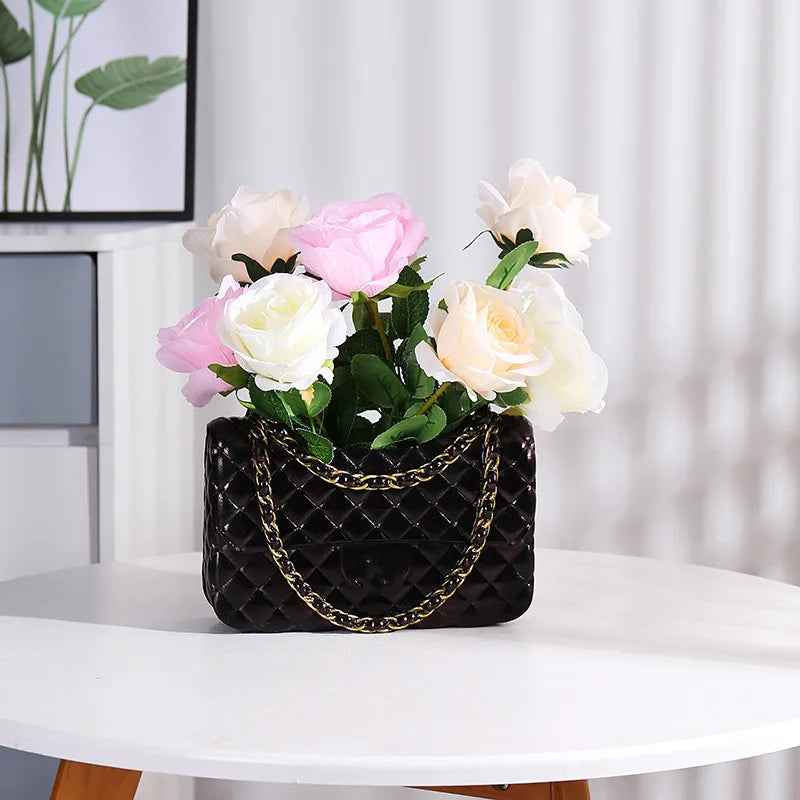Luxury Lola Handbag Flower Vase (White)