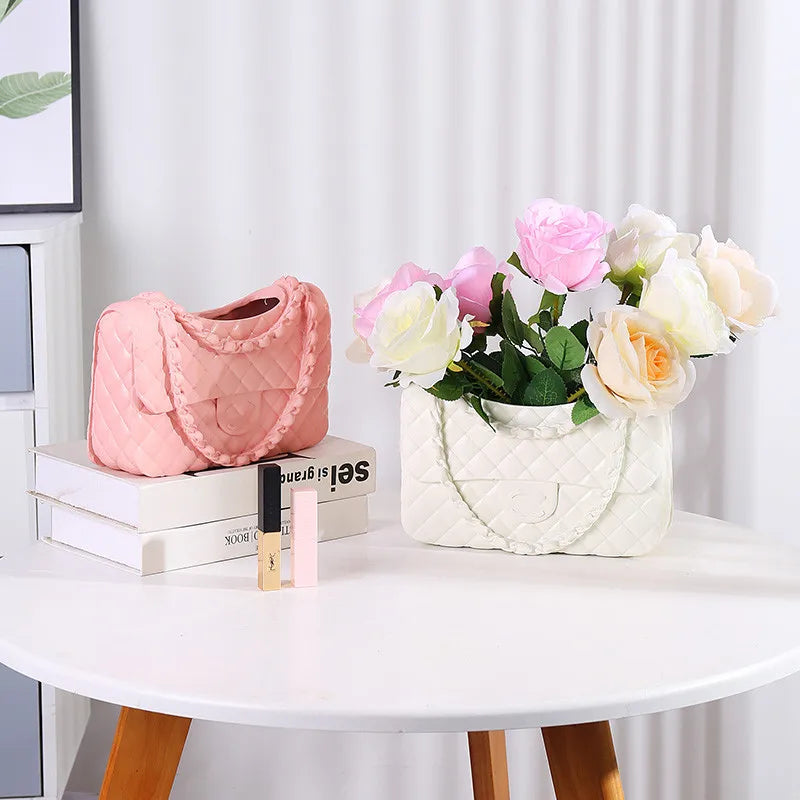Luxury Lola Handbag Flower Vase (Black)