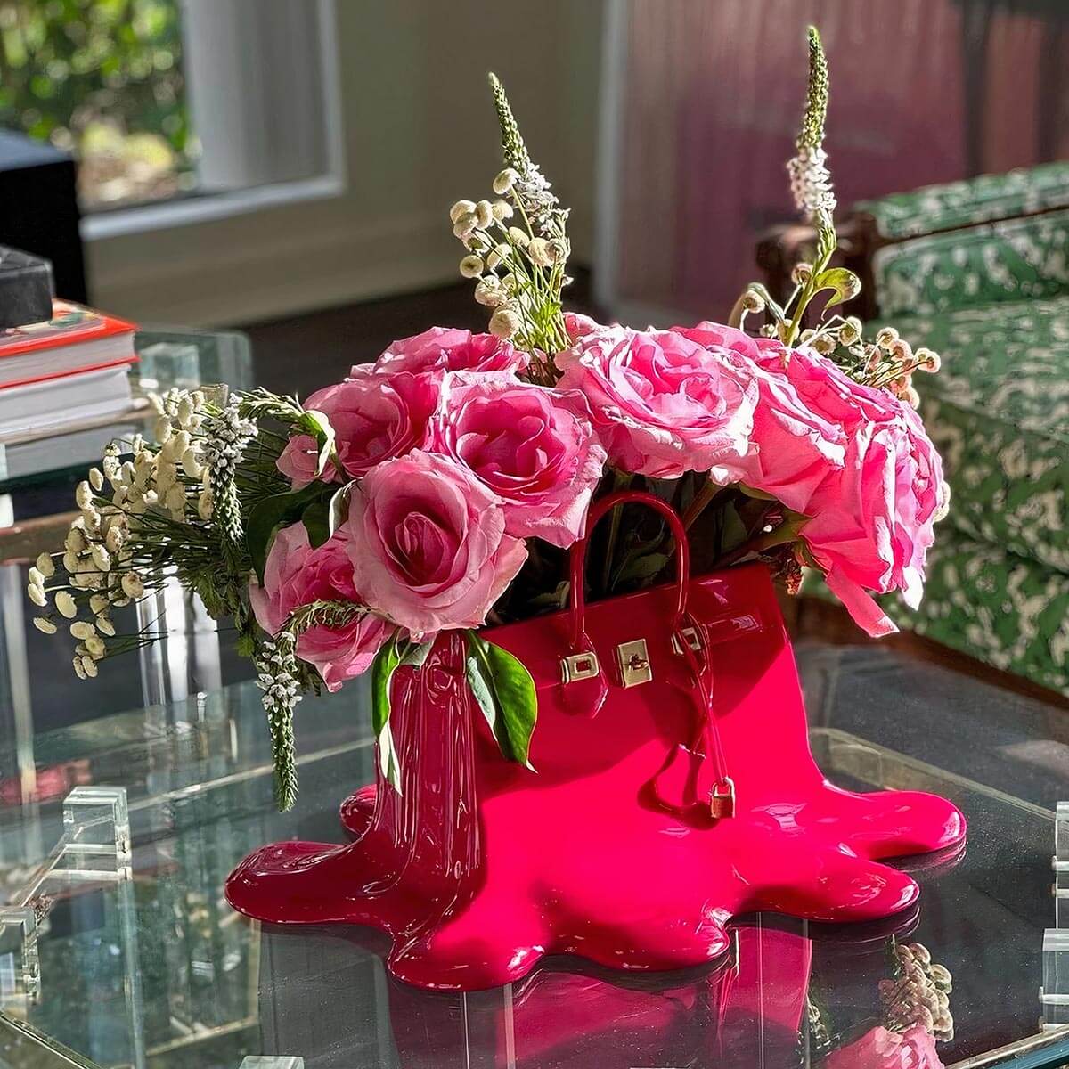 Melting Luxury Handbag Flowers Vase (Violet)